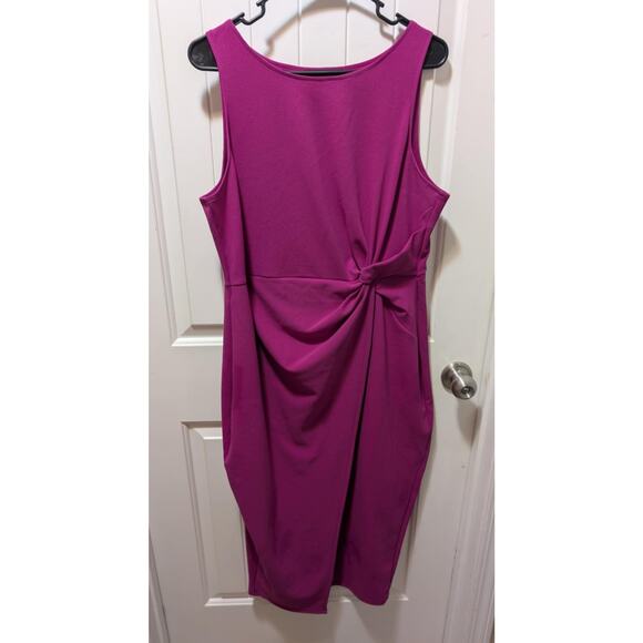 Guess Women's XL Twist-Front Fuchsia Scuba-Crepe Sheath Dress Business Cocktail - Picture 2 of 7